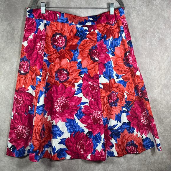 Talbots Skirt Women 14 Red Floral A-Line Pockets Business Career Office Work NEW - Picture 5 of 10